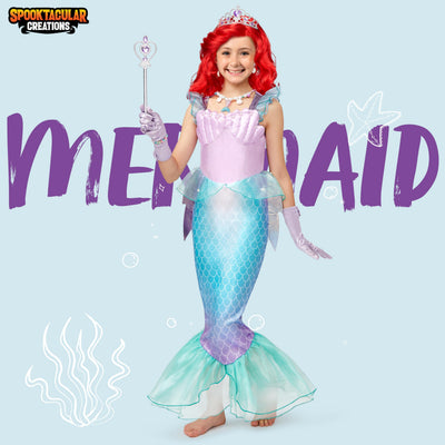 Spooktacular Creations Halloween Mermaid Costume for Girls, Purple Little Mermaid Dress, Princess Dress Up for Girls 4-6 Toddler Pretend RolePlay, Themed Party (3T, 3-4 yrs)