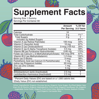 MARYRUTH'S Organics Toddler Multivitamin Gummies + Postbiotics | USDA Organic | Vitamins for Kids Ages 2+ | Immune Support | Vitamin C | Vitamin D3 | Vitamin A | Zinc | Vegan | Non-GMO | 60 Servings