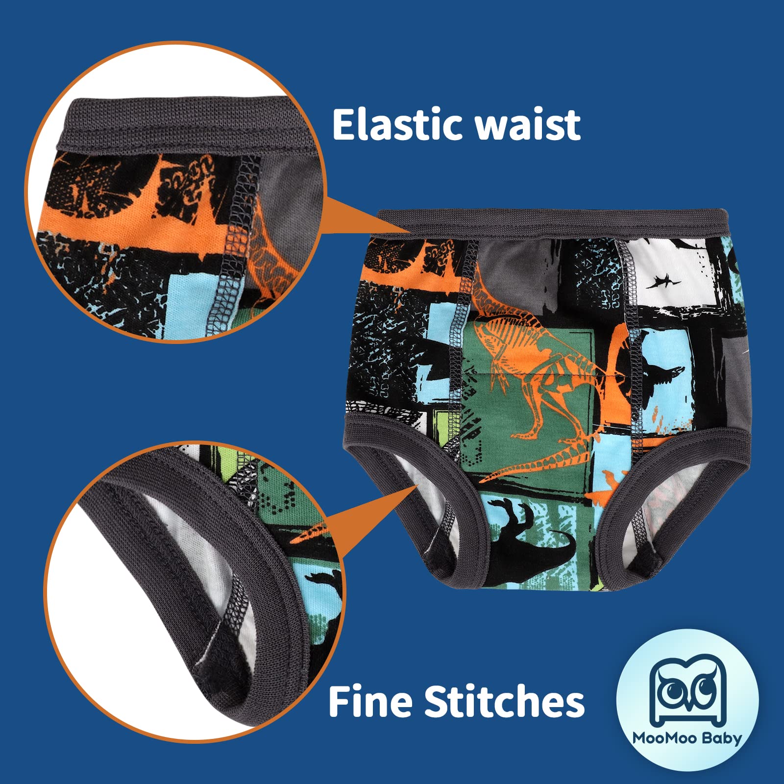 MooMoo Baby 8 Packs Toddler Training Underwear for Boy and Girls Strong Absorbent Cotton Training Pants 2T Green