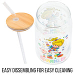 Silver Buffalo Rainbow Brite Stars Sparkle Featuring Twink Glass Jar Tumbler with Bamboo Lid and Glass Straw, 16 Ounces