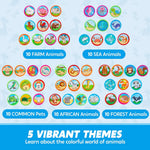 JOYIN 50 Pcs Animal Stamps for Kids, with 50 Different Designs, Farm,Sea Animals,Stamps for Crafting, Prize Box Toys for Classroom, Kids Party Favor, Birthday Party Favor Goodie Bag