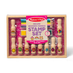 Melissa & Doug Deluxe Happy Handle Stamp Set with 10 Stamps, 5 Colored Pencils, and 6-Color Washable Ink Pad