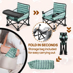 Baby Beach Chair, Babies Booster Seat for Kitchen Chair with Tray,Indoor/Outdoor Use (Green)