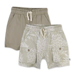 HonestBaby 2-Pack Cargo Shorts 100% Organic Cotton for Infant Baby and Toddler, Boys, Girls, Pineapple Leaf Khaki, Newborn