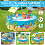 Foldable Swimming Pool with Canopy for Kids 62.9"x17.7" Hard Plastic Portable Dog Pool Anti-Slip Collapsible Pets Bathtub Kiddie Pool Indoor Outdoor Backyard (JellieMons 63'')