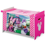 Delta Children Minnie Mouse Toy Box with Retractable Fabric Top, Pink