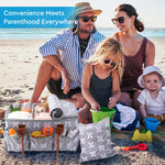 Moteph Diaper Caddy Organizer - Baby Caddy with Lid & Changing Mat, Car Diaper Caddy, Large Nursery Storage Diaper Tote Basket for Changing Table with Zip-Top Cover, Great for Baby Showers - Grey