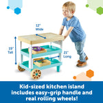 Learning Resources New Sprouts Prep ‘n’ Store Kitchen Island - Pretend Play Kitchen for Toddlers, Food Toys, Imaginative Role Play and Social Skills, Grocery Playset, Gifts for Boys and Girls