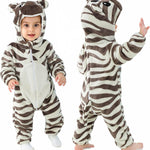 Unisex Baby Flannel Romper Animal Onesie Costume Hooded Cartoon Outfit