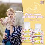 HAPPY BUM - 180 Count Saline Baby Wipes, Unscented, 7.4 x 7.2 Inch, Moist and Refreshing, Multi-Purpose Use, Ideal for Travel