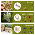 KDSFT Wooden Bug Catcher for Kids, Outdoor Explorer Bug Catching Kit with Butterfly Kit, Bug Habitat & Magnifying Glass, Adventure Set for Backyard & Camping, Outdoor Toys for Toddlers 3+ Years