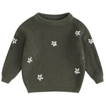 Mubineo Baby Girl Winter Clothes Cute Flower Sweater Crewneck Pullover Long Sleeve Knit Newborn Infant Sweaters (US, Age, 0 Months, 3 Months, Army Green)