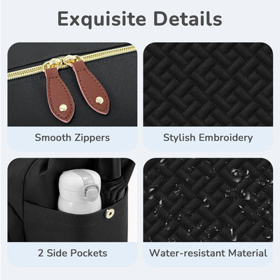 Tenot Diaper Bag Tote, Baby Bag Travel Diaper Tote Bag with Pacifier Case, Cute Maternity Hospital Baby Stylish Diaper Tote for Mom Dad Black