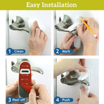 Door Lever Lock (1 Pack) Prevents Toddlers from Opening Doors. 3.25" L * 1.5" W * 4.5" H Easy One Hand Operation for Adults. Durable ABS with 3M Adhesive Backing. Simple Install, No Tools Needed.