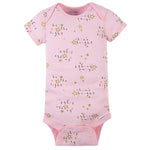 Gerber Baby Girls' 4-Pack Short Sleeve Onesies Bodysuits, Princess Pink, 12 Months