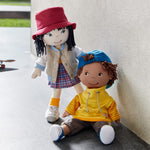 HABA 12" Soft Doll Yuki with Black Hair, Embroidered Face, Stylish Bucket Hat and Clothes - Washable Toddler Baby Doll for 18 Months+