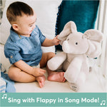 Animated Flappy The Elephant Plush, Singing Stuffed Animal Baby Toy for Ages 0 and Up, Gray, 12"