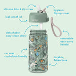 Bentgo Kids Water Bottle 2-Pack - Leak-Proof Durable Tritan BPA-Free 15 oz Cup for Kids/Toddlers Ages 3+; Bite & Sip Spout + Dishwasher Safe for School/Sports/Daycare/Camp (Dinosaur/Dino Fossils)