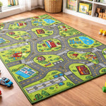 Kids Carpet Playmat Rug City Life Great for Playing with Cars and Toys - Play Learn and Have Fun Safely - Kids Baby Children Educational Road Traffic Play Mat for Bedroom Play Room Game Safe Area
