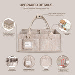 GEMII Diaper Caddy Organizer-Large Baby Caddy Organizer with Handle，Newborn Registry Essentials，Baby Shower Gift Basket for Boy or Girl(Oatmeal, Large)