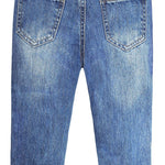KIDSCOOL SPACE Little Girl Jean,Stone Washed Ripped Hole Soft Denim Pants,Blue,2-3 Years