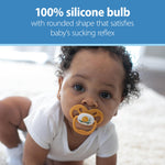 Dr. Brown's Advantage Baby Pacifier, Fully Symmetrical Soother with Soft Silicone Bulb, Skateboard Snail, 6-18m, BPA Free, 2 Pack