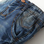 KIDSCOOL SPACE Baby Girl Boy Jean,D Ring Elastic Band Inside Ripped Denim Pants,Blue,7-8 Years