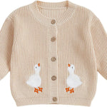 Toddler Baby Girl Cardigan Christmas Knit Sweater Long Sleeve Button Down Knitwear Kids Fall Winter Coat