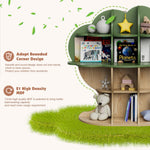 Green Tree Kids Bookshelf Toddler Bookcase 4-Tier Baby Book Rack Children Toy Storage Organizer Forest Wood Display Shelf for Nursery Playroom Bedroom Classroom School Homeschooling Boy Girl’s Gift