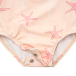 Gerber Baby Girls Toddler Long Sleeve One Piece Rashguard Swimsuit, Pink Starfish, 12 Months