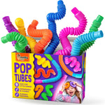 Nutty Toys Pop Tubes - Large 8-Pack Sensory Toys - Creative STEM Learning for Kids & Toddlers - Connect & Pop! Top ADHD Autism Fidget 2026, Best Boy & Girl Valentines Day and Easter Basket Gifts Idea