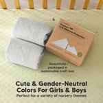 2-Pack Waterproof Crib Mattress Protector Cover Fitted - Quiet Baby Crib Mattress Pad Sheets, 52" x 28" Soft Quilted Cotton Baby Sheet, Machine Washable, Easy Fit, Durable (Pearl Gray/Mavy)