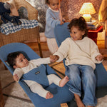 BabyBjörn Bouncer Bliss, Woven mélange, Blue | 2-in-1 Adjustable Baby Bouncer Seat and Toddler Chair, Newborn to Toddler (8-29 lbs), 4 Positions, Lightweight & Portable
