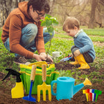 Kids Gardening Tools Set Includes Toddler Gardening Gloves, Sturdy Tote Bag, Watering Can, Shovel, Rake, Trowel, Children Apron, Garden Notebook - Easter Gifts for Toddler