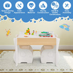 Costzon Kids Table and Chair Set, 4 in 1 Wooden Activity Table & 2 Chairs with Detachable Blackboard for Arts, Crafts, Drawing, Reading, Storage, 3 PCS Toddler Table and Chairs for Boys Girls (White)