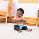 Bright Starts SootheMate Plush Elephant Teether Toy with Detachable Silicone Teether, Unisex, Newborns & Up