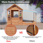 BIRASIL Kids Playhouse with Sandbox, Wooden Outdoor Cottage Play House with Sand Pit for Backyard Garden Ages 3 to 10 Years Old (Brown)