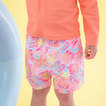 RUGGEDBUTTS Boys UPF50+ Stretch Neon Swim Trunks - Sunset Seashells, 3-6m