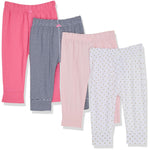 Simple Joys by Carter's Baby Girls' 4-Pack Pant, Navy Stripe/Pale Peach/Pink/White Dots, 3-6 Months