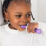 Ubbi 360° Baby Training Toothbrush with Safety Shield and Cover, Food-Grade Platinum Silicone, Gentle Cleaning for Infants, Smoothie Purple