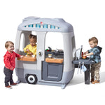 Step2 Adventure Camper Kids Playhouse, Indoor/Outdoor Playset & Kitchenette, Interactive Play with Sounds, Includes 52 Piece Toy Accessories, Made of Durable Plastic, For Toddlers 2+ Years Old
