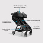 Baby Jogger City Tour 2 Double Stroller, Compact & Sleek Twin Design with Easy-To-Maneuver Features, Ideal for Growing Kids, Plush Imported