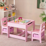 Costzon Kids Table and Chair Set, 3 in 1 Wooden Activity Table with Storage Drawer, Detachable Tabletop for Children Drawing Reading Art Craft, Playroom, Nursery, Toddler Table and Chair Set, Pink