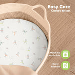 2-Pack Baby Bassinet Sheets Girl, Boy - 33x17 Viscose Derived from Bamboo Bedside Mattress Fitted Bassinet Sheets, Compatible with Halo Bassinest Swivel Sleeper, Baby Delight, Graco (Meadow)