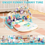 Jovow Baby Gym with Kick and Play Piano,Baby Play Mat Tummy Time Baby Activity Gym Mat with 5 Infant Learning Sensory for Baby, Music and Lights Boy or Girl for Newborn (Green)