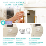 Regalo Safety Magnetic Cabinet Locks for Baby Proofing, Child Proof Cabinet & Drawer Locks with Key, Easy Install 3M Adhesive, White (4 Pack)