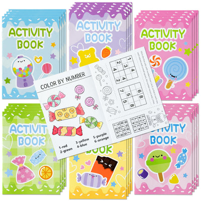 Summer Activity Books for Kids - 24Pcs Coloring Fruits Books Set Bulk Summer Tropical Search Mazes Word Scramble Games Mini Books for Party Goodie Bags Stuffers School Classroom Favors