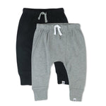 HonestBaby Unisex Baby 2-Pack 100% Organic Cotton Pull On Jogger Pants, Heather Gray/Black, 6-9 Months