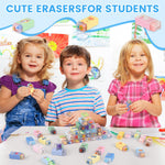 LiYiQ 100-Piece Kawaii Cute Animal Pencil Eraser for Kids, Back to School Supplies, Non-Toxic Rubber, Rectangular