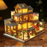 Spilay DIY Dollhouse Miniature with Wooden Furniture,DIY Dollhouse Kit Big Japanese Courtyard Model with LED & Music Box,1:24 Scale Creative Room Gift Idea for Adult Friend Lover (Yaquan Courtyard)